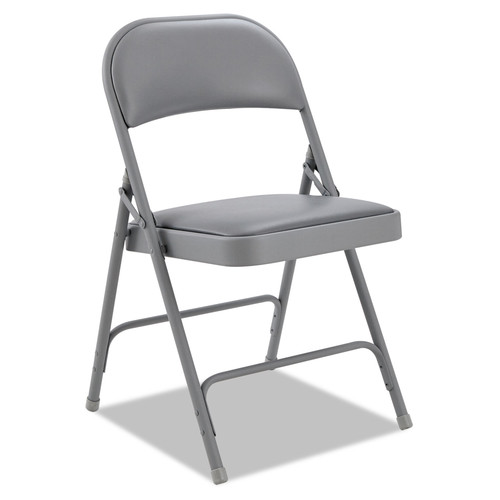  | Alera ALEFC96G Steel Folding Chair with Two-Brace Support, Padded Back/Seat, Light Gray (4/Carton) image number 0