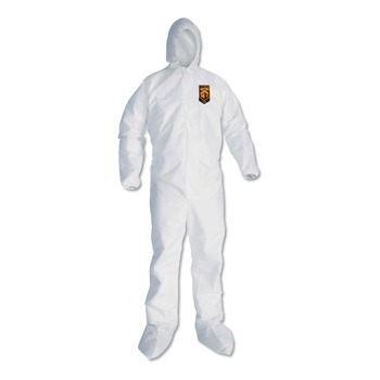 Ansell A30 Elastic Back and Cuff Hooded/Boots Coveralls - XL, White (25/Carton)