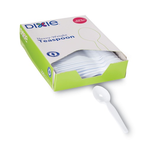 Cutlery | Dixie TH207 Heavyweight Plastic Cutlery Teaspoons - White (100/Box) image number 0