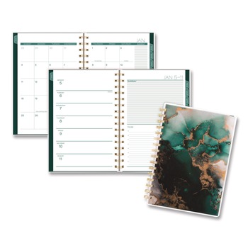 AT-A-GLANCE 8.5 in. x 5.5 in. 12-Month (Jan-Dec 2026) Emerald Isle Weekly/Monthly Planner - Green Marbled Cover