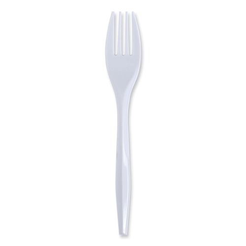  | Boardwalk BWKFORKIW Mediumweight Wrapped Polypropylene Fork Cutlery - White (1000/Carton) image number 0