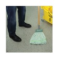 Mops | Boardwalk BWKMWTMGCT Microfiber Looped-End Wet Mop Heads - Medium, Green (12/Carton) image number 6