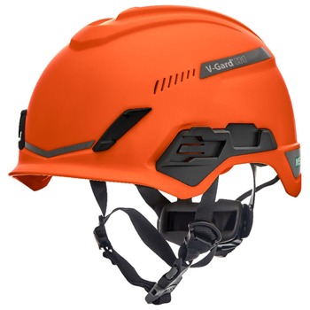 MSA 10194789 V-Gard H1 Fas-Trac III Pivot Trivent ANSI EN12492 Safety Helmet -  Orange