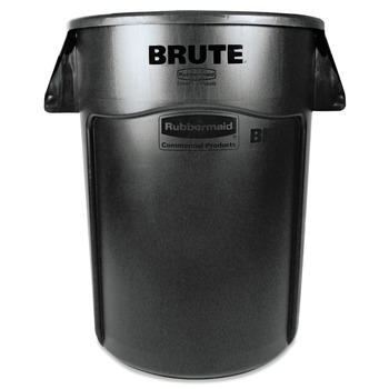 TRASH WASTE BINS | Rubbermaid Commercial FG264360BLA 44 gal. Vented Round Plastic Brute Container - Black
