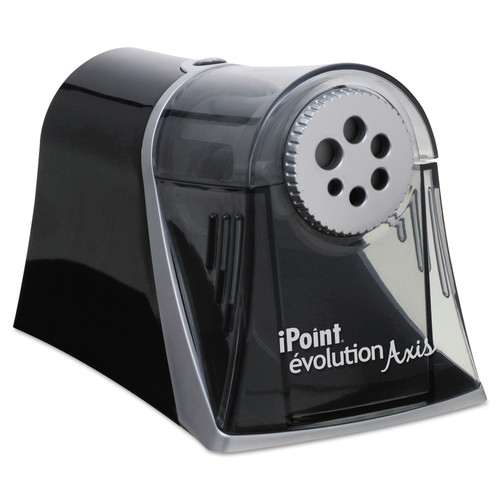 Office Jansan | Westcott 15509 5 in. x 7.5 in. x 7.25 in. AC-Powered iPoint Evolution Axis Pencil Sharpener - Black/Silver image number 0