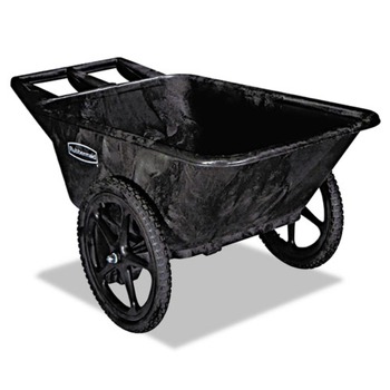 Rubbermaid Commercial 32.75 in. x 58 in. x 28.25 in. 300 lbs. Capacity Big Wheel Agriculture Wheelbarrow - Black