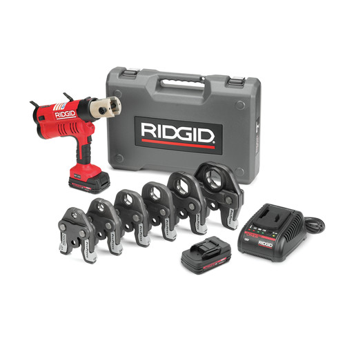 Ridgid Rp 340 18v Cordless Lithium Ion Press Tool Kit With 1 2 In 2 In Propress Jaw Set Cpo Outlets