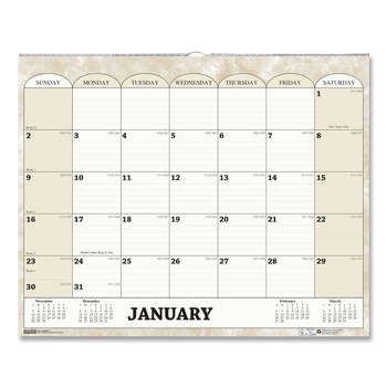 House of Doolittle 14.88 in. x 12 in. 12-Month (Jan-Dec 2026) Recycled Monthly Horizontal Wall Calendar - White/Sand Sheets
