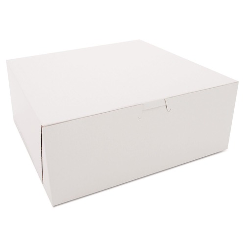 Labor Day Sale! Save $30 off $199! | SCT SCH 0973 10 in. x 10 in. x 4 in. Non-Window Paper Bakery Boxes - White (100/Carton) image number 0