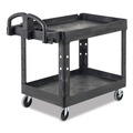 Utility Carts | Rubbermaid Commercial FG450088BLA 17.13 in. x 38.5 in. x 38.88 in. 500 lbs. Capacity 2 Lipped Shelves Heavy-Duty Plastic Utility Cart - Black image number 0