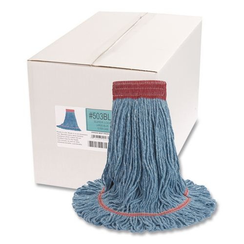 Cleaning & Janitorial Supplies | Boardwalk BWK503BLCT 5 in. Super Loop Cotton/Synthetic Fiber Wet Mop Head - Large, Blue (12/Carton) image number 0