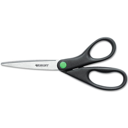 Office Jansan | Westcott 41418 8 in. Long, 3.25 in. Cut Length KleenEarth Scissors - Black Straight Handle image number 0