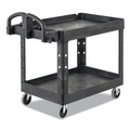  | Rubbermaid Commercial FG454600BLA 26 in. x 55 in. x 33.25 in. 750 lbs. Capacity 2 Lipped Shelves Heavy-Duty Plastic Utility Cart - Black image number 2