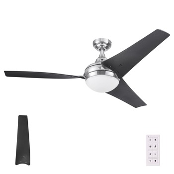 CEILING FANS | Prominence Home 52 in. Remote Control Contemporary Indoor LED Ceiling Fan with Light - Satin Nickel