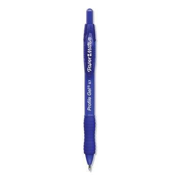 Paper Mate Profile 0.7 mm Retractable Gel Pen - Blue Ink/Translucent Blue Barrel/Medium (1-Dozen)
