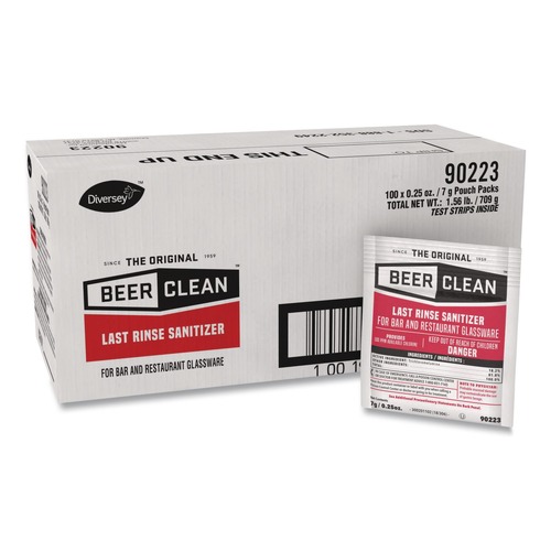 Office Jansan | Diversey Care 90223 Beer Clean 0.25 oz. Packet Powder Last Rinse Glass Sanitizer (100/Carton) image number 0