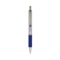 Office Jansan | Zebra 29222 Fine 0.7 mm F-402 Retractable Ballpoint Pen - Blue Ink/Stainless Steel/Blue Barrel (2/Pack) image number 0