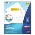 Office Jansan | Avery 14434 11 x 8.5 Big Tab Printable Label 5-Tab Dividers - White (20/Pack) image number 0