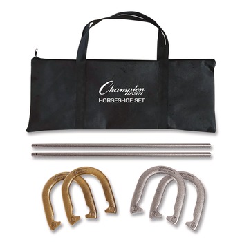 Champion Sports (4) Horseshoes / (2) 24 in. Stakes / Nylon Carry Bag Steel Horseshoe Set (1-Set)