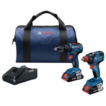 COMBO KITS | Bosch GXL18V-233B25 18V Freak 1/4 in. and 1/2 in. Two-in-One Bit/Socket Impact Driver and 1/2 In. Hammer Drill Driver Combo Kit (4 Ah)