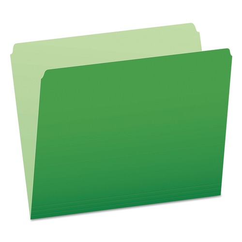  | Pendaflex 152 BGR Straight Tabs Letter Size Colored File Folders - Green/Light Green (100/Box) image number 0