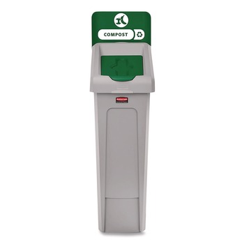 Rubbermaid Commercial Slim Jim Recycling Station Kit 1-Stream Compost 23 gal Plastic Green/Gray