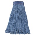 Mops | Rubbermaid Commercial FGE23800BL00 24 oz. Universal Headband Cotton/Synthetic Mop Head - Blue (12/Carton) image number 1