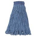 Mops | Rubbermaid Commercial FGE23800BL00 24 oz. Universal Headband Cotton/Synthetic Mop Head - Blue (12/Carton) image number 1