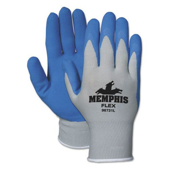 MCR Safety Memphis Flex Seamless Nylon Knit Gloves - Large, Blue/Gray (1-Dozen)