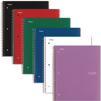 Five Star 11 in. x 8.5 in. 5-Subject Medium/College Rule Wirebound Notebook with 8 Pockets - Assorted Cover (200 Sheets)