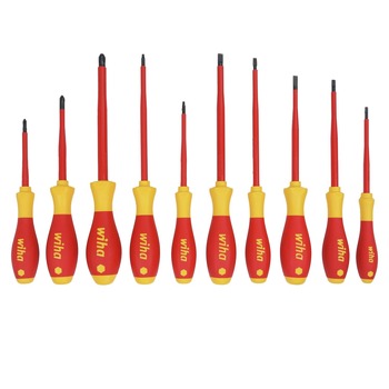 Wiha Tools 32080 (10-Piece) Insulated SoftFinish Cushion Grip Screwdriver Tray Set