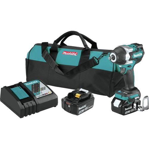 Impact Wrenches | Makita XWT17T 18V LXT Brushless Lithium-Ion 1/2 in. Cordless Square Drive Mid-Torque Impact Wrench with Friction Ring Kit with 2 Batteries (5 Ah) image number 0