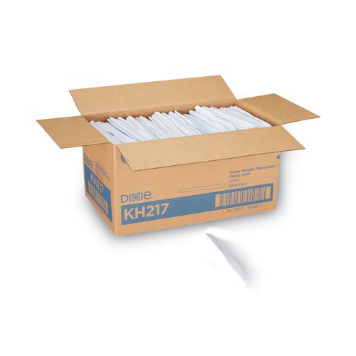 Cutlery | Dixie KH217 Heavyweight Plastic Knives - White (1000/Carton) image number 0