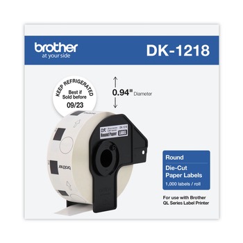 Brother 0.94 in. dia Die-Cut Round Paper Labels - White (1-Roll)