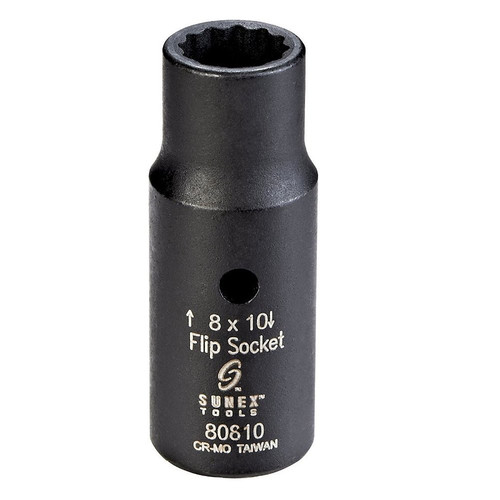 Impact Sockets | Sunex 80810 1/4 in. Drive 8mm x 10mm 12-Point Metric Semi-Deep Flip Impact Socket image number 0