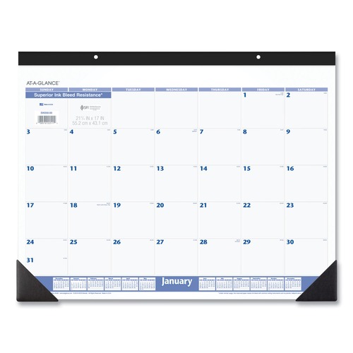 Office & Office Supplies | AT-A-GLANCE SW20000 12-Month (Jan to Dec): 2026 22 in. x 17 in. Desk Pad - White Sheets, Black Binding/Black Corners image number 0