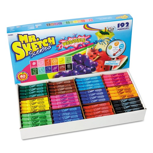 Washable Markers | Mr. Sketch 1924063 Washable Markers with Broad Chisel Tip - Assorted Colors (192/Set) image number 0