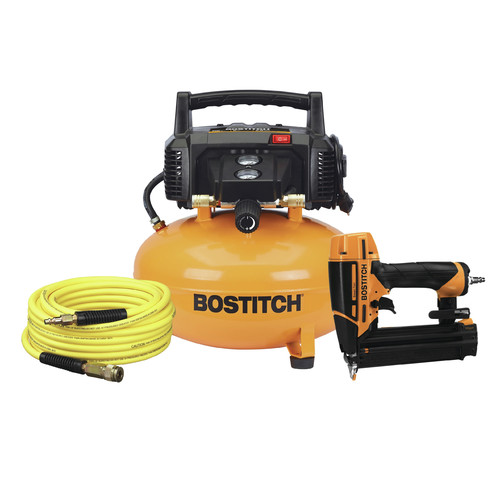 Nail Gun Compressor Combo Kits | Bostitch BT1KIT18SP 6 Gallon Portable Electric Pancake Air Compressor with 18-Gauge Smartpoint Brad Nailer Combo Kit image number 0