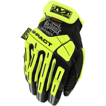 Mechanix Wear Hi-Viz M-Pact E5 Work Gloves - Large, Fluorescent Yellow