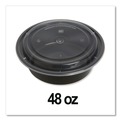 Labor Day Sale! Save $30 off $199! | GEN FCPP-BC-48RND 8.85 in. x 8.85 in. x 2.24 in. 48 oz. Plastic Microwavable Food Container with Lid - Round Black/Clear (150/Carton) image number 3