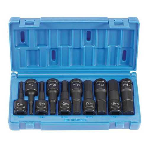 Grey Pneumatic 1498MH 10-Piece 1/2 in. Drive Metric Hex Driver Socket Set image number 0