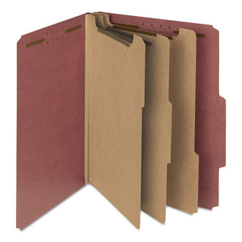 Smead 3 in. Expansion 3 Dividers 8 Fasteners Letter Size Recycled Pressboard Classification Folders - Red Exterior (10/Box)