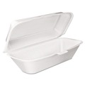 Food Trays, Containers, and Lids | Dart 99HT1R 5.3 in. x 9.8 in. x 3.3 in. Foam Hinged Lid Hoagie Container with Removable Lid - White (500/Carton) image number 1