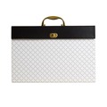 Office Jansan | U Brands 2201U02-06 2/5-Cut Tabs 5.25 in. Expansion Letter Size 19 Sections Twist-Lock Latch Closure Expanding File Box - White/Black/Gold image number 0