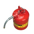 Gas Cans | Justrite 7250130 5 Gallon Type II AccuFlow Steel Safety Can with 1 in. Metal Hose - Red image number 1