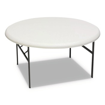 Iceberg 60 in. x 29 in. IndestrucTable Classic Round Folding Table - Platinum