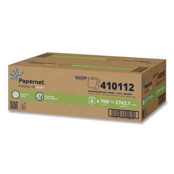 Papernet 7.9 in. x 700 ft. 1-Ply HyTech Seas Hardwound Kraft Roll Towel - Brown (6/Carton)