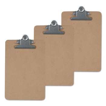 Universal UNV40305VP 1.25 in. Clip Capacity 8.5 in. x 14 in. Hardboard Clipboard - Brown (3/Pack)