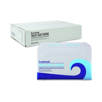 Boardwalk 14.17 in. x 16.73 in. Premium Half-Fold Toilet Seat Covers - White (250/Sleeve, 4 Sleeves/Carton)