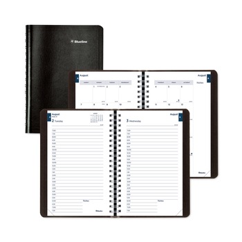 Blueline 8 in. x 5 in. 12-Month (Aug 2025-Jul 2026) Academic Daily/Monthly Planner - Black Cover